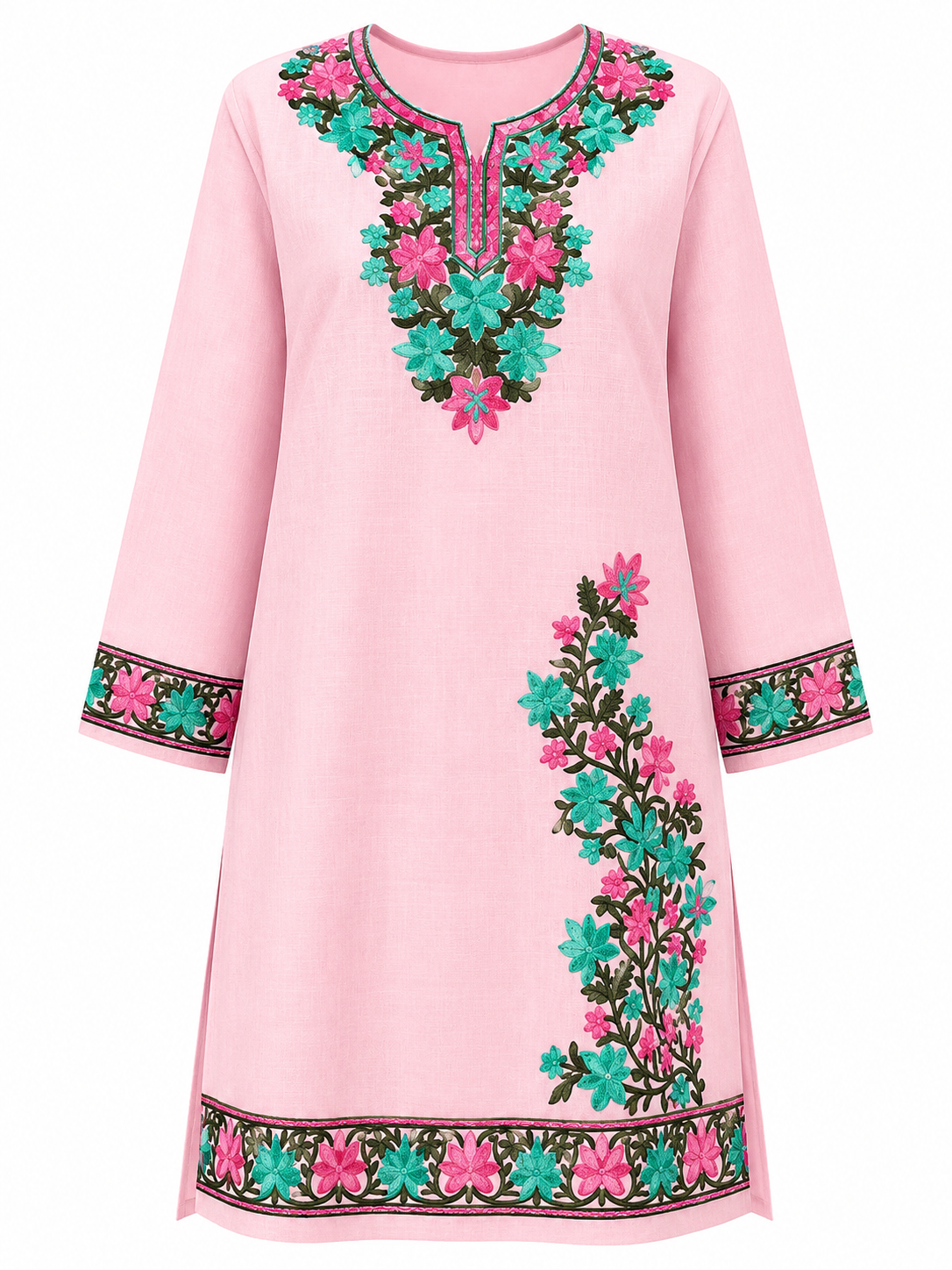 Kashmir Aari cotton Co-Ord Set | Pink